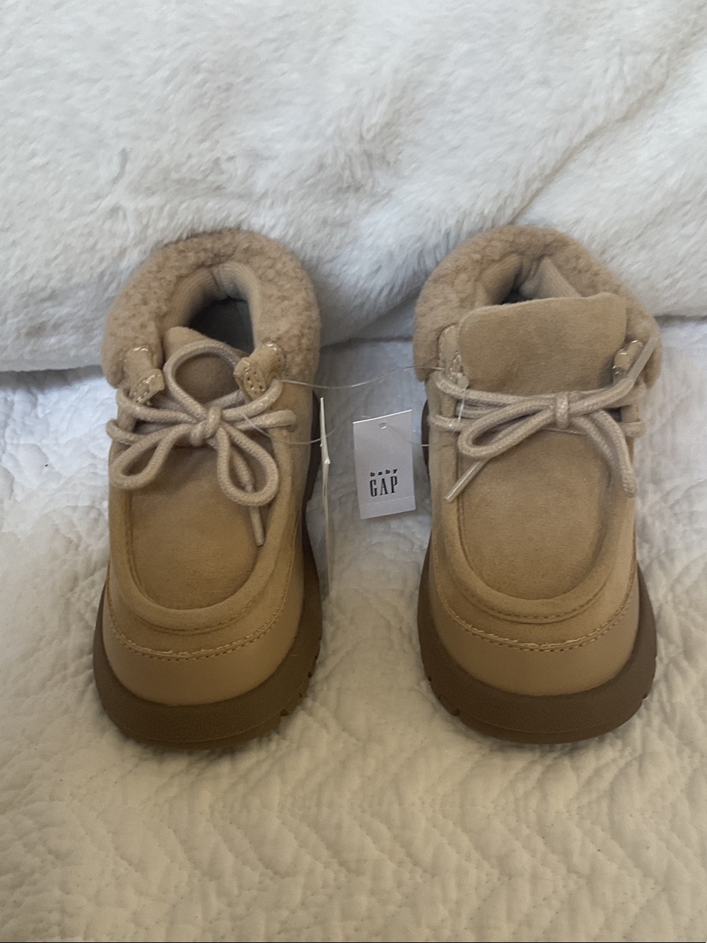 GAP Kids Beige/Tan Fleece-Lined Lace-Up Winter Boots